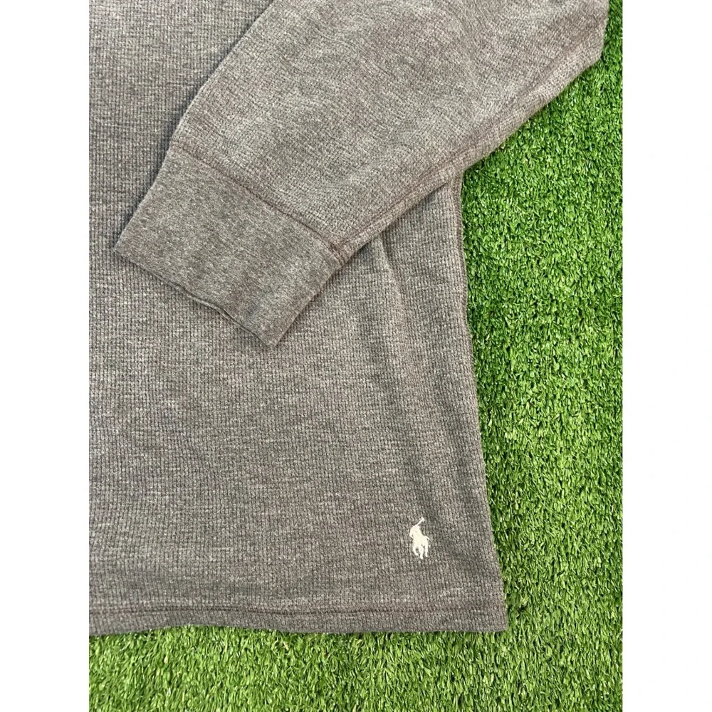 Polo Ralph Lauren Mens 2XL Grey Waffle Knit Long Sleeve Sleepwear Shirt Logo